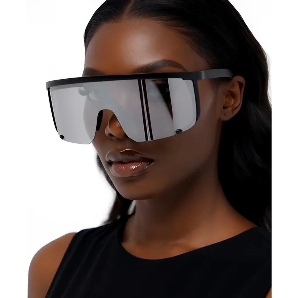 Shield Sunglasses Silver Mirrored‎ Lens Visor Cyclops Sport Sun Glasses Lentes